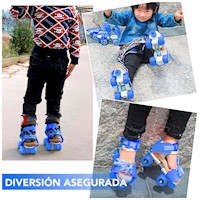Zapatos Patines de 4 Ruedas Ajustable para Niños HL2 Azul